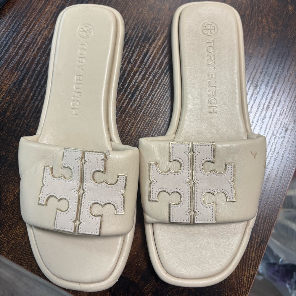Tory Burch Ivory Slide Sandals